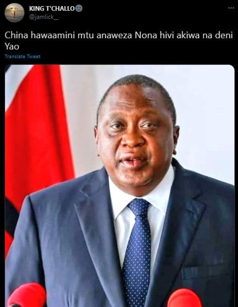 King t'challo9 jamlick china hawaamini mtu anaweza nona hivi akiwa na deni yao t