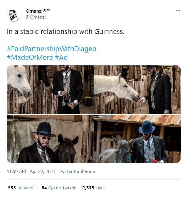Kimanzi kimanzi _ in a stable relationship with guinness. paidpartnershipwithdia