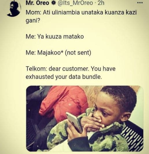 Mr. oreo its_mroreo 2h mom ati uliniambia unataka kuanza kazi gani? me ya kuuza