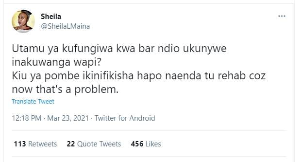 Sheila sheilalmaina utamu ya kufungiwa kwa bar ndio ukunywe inakuwanga wapi? kiu