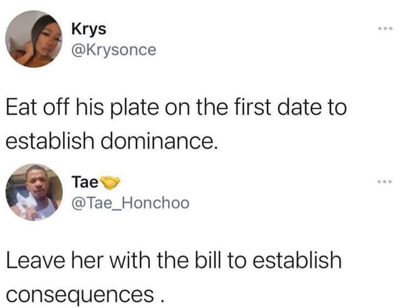 Krys krysonce eat off his plate on the first date to establish dominance tae tae