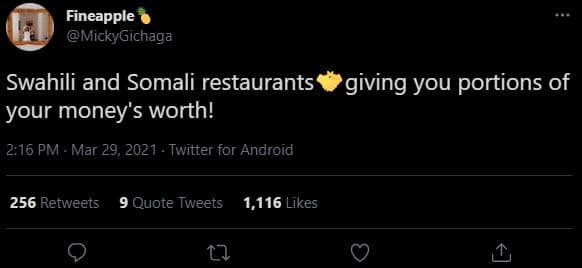 Fineapple mickygichaga swahili and somali restaurants giving you portions of you