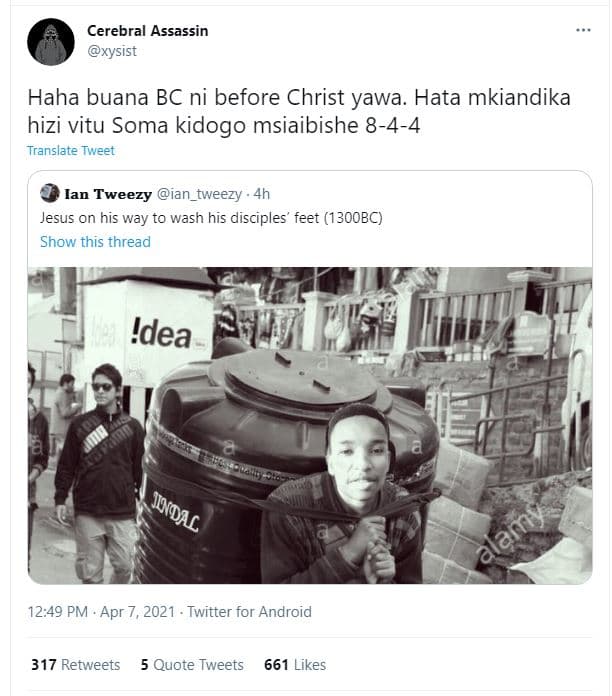 Cerebral assassin xysist haha buana bc ni before christ yawa. hata mkiandika hiz