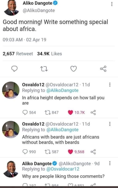 Aliko dangote alikodangote good morning! write something special about africa. 0