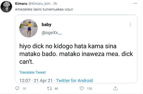 Kimaru kimaru_kim amedelete lakini tumemuekea vizuri baby ogexx hiyo dick no kid