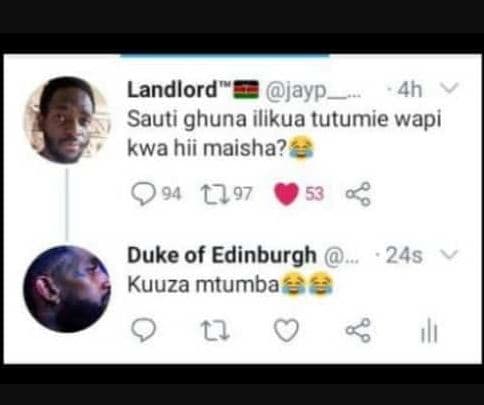 Landlord jayp 4h sauti ghuna ilikua tutumie wapi kwa hii maisha? 094 53 00 duke