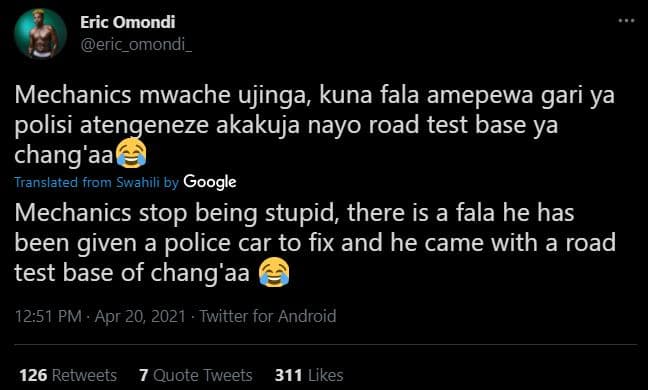 Eric omondi eric_omondi mechanics mwache ujinga kuna fala amepewa gari ya polisi