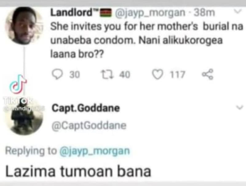 Landlord jayp_morgan 38m she invites you for her mother's burial na unabeba cond