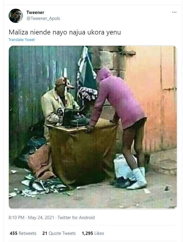 Tweener tweener_apols maliza niende nayo najua ukora yenu translate tweet 8,10 p