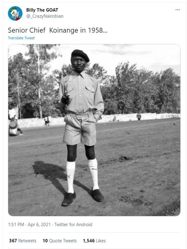 Billy the goat crazynairobian senior chief koinange in . translate tweet 1.51 pm
