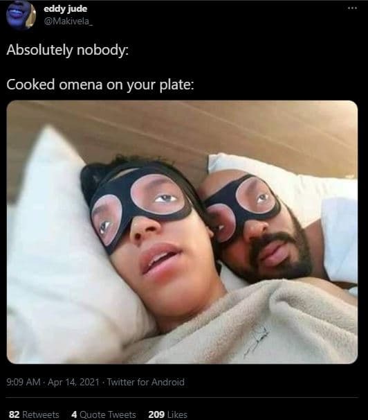 Eddy jude makivela absolutely nobody cooked omena on your plate 9.09 am apr 14,