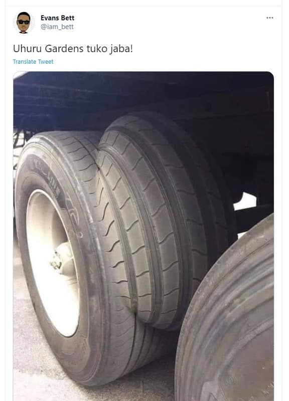 Evans bett iam_bett uhuru gardens tuko jaba! translate tweet