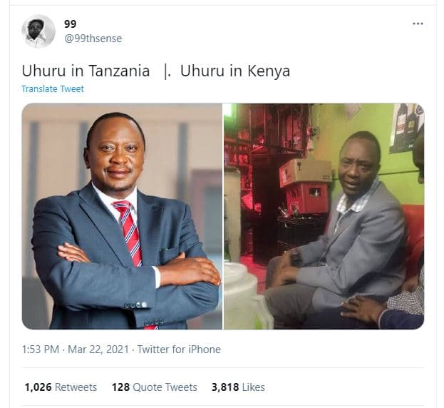 99thsense uhuru in tanzania translate tweet uhuru in kenya 1.53 pm mar 22, twitt