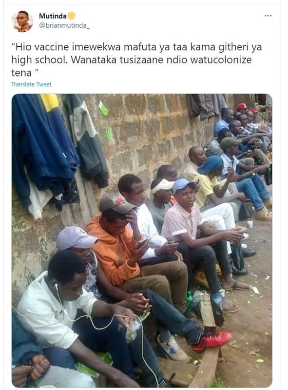 Mutinda brianmutinda hio vaccine imewekwa mafuta ya taa kama githeri ya high sch