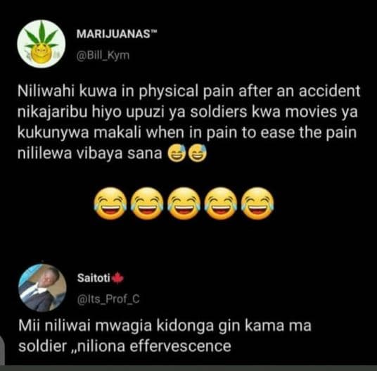 Marijuanas bill_kym niliwahi kuwa in physical pain after an accident nikajaribu