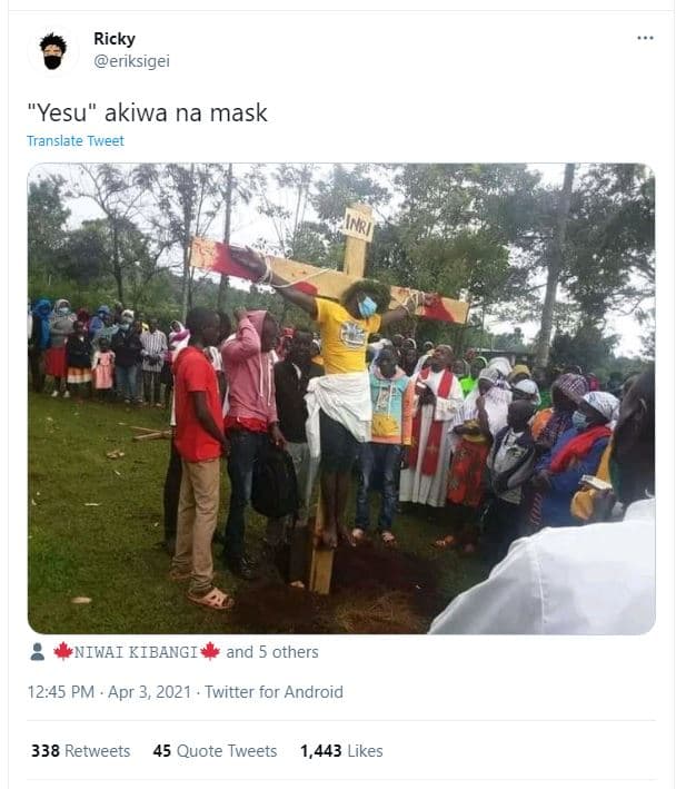 Ricky eriksigei 'yesu akiwa na mask translate tweet unri niwai kibangi and 5 oth