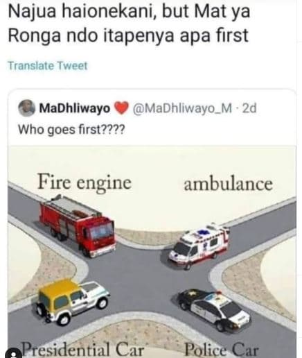 Najua haionekani, but mat ya ronga ndo itapenya apa first translate tweet madhli