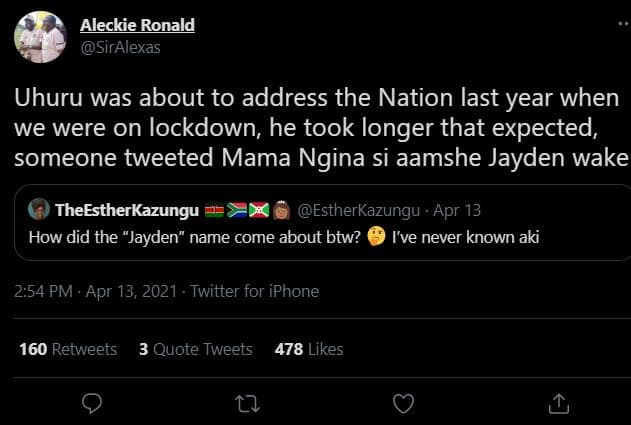 Aleckie ronald siralexas uhuru was about to address the nation last year when we