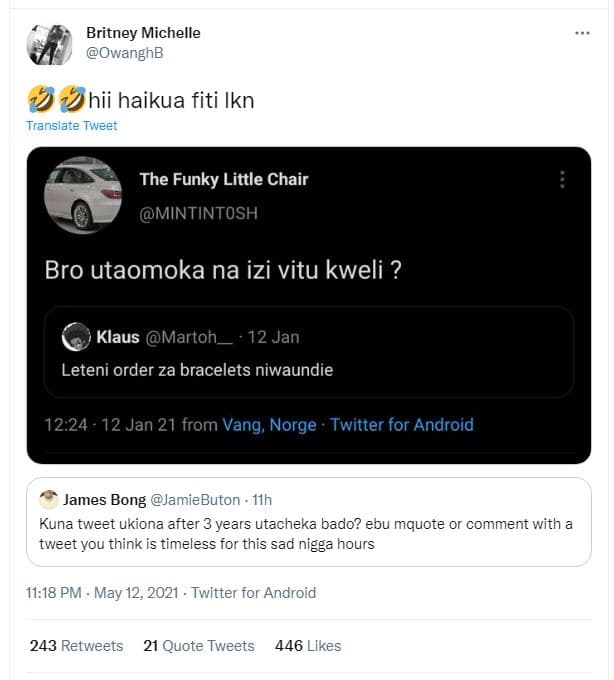 Britney michelle owanghb hii haikua fiti ikn translate tweet the funky little ch