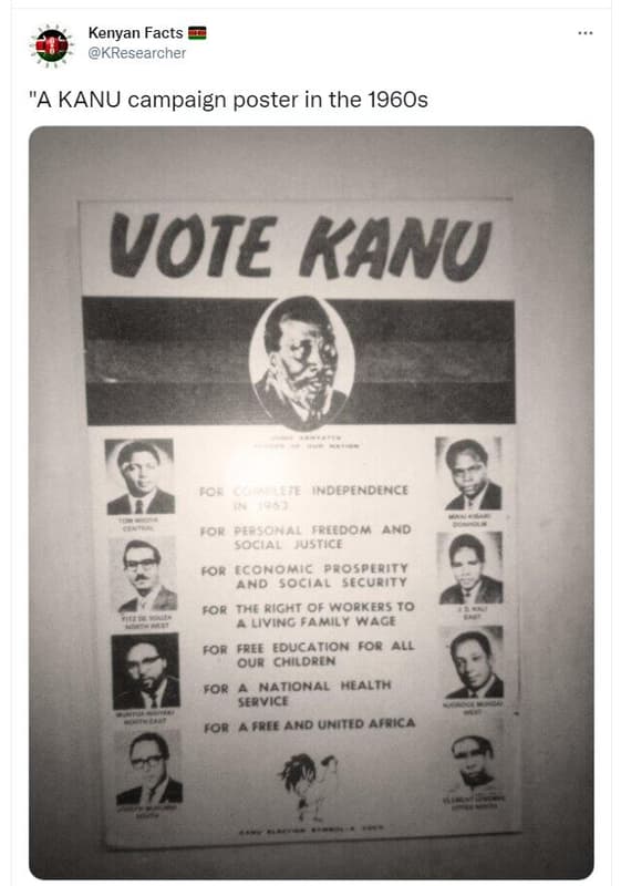 Kenyan facts kresearcher 'a kanu campaign poster in the 196os vote kanu f 266 in
