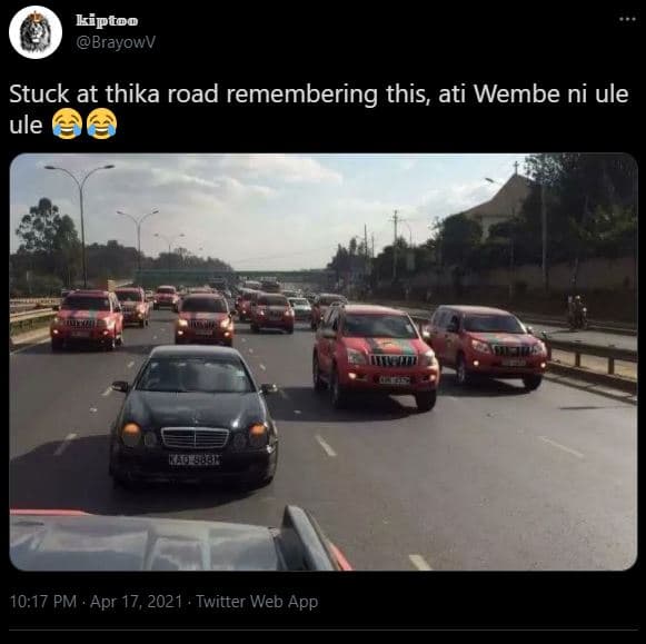 Kiptoo brayowv stuck at thika road remembering this, ati wembe ni ule ule wttt 1