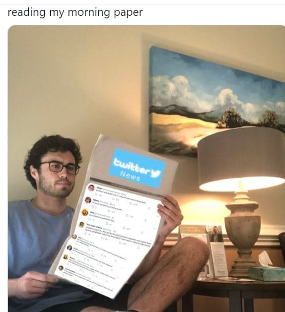 Reading my morning paper cwilter' news