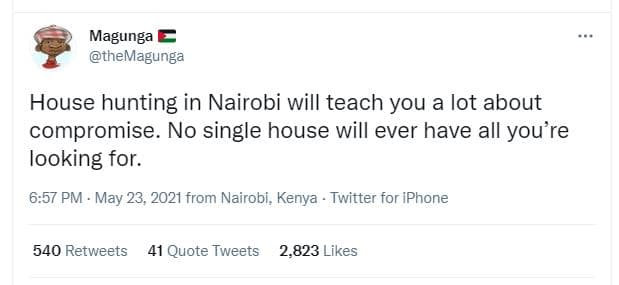 Magunga themagunga house hunting in nairobi will teach you a lot about compromis