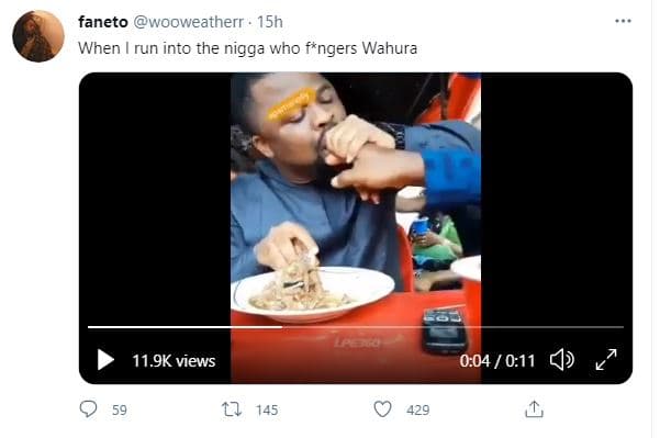 Faneto wooweatherr . 15h when run into the nigga who fngers wahura 11.9k views 0