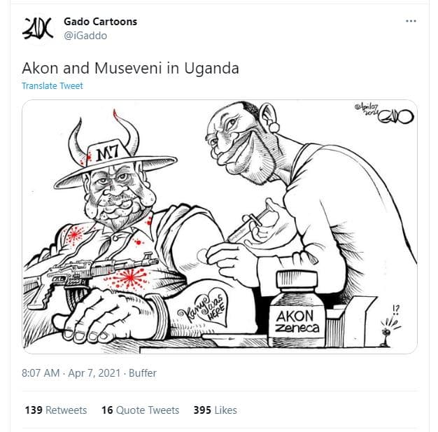 An gado cartoons igaddo akon and museveni in uganda translate tweet mz akon zene