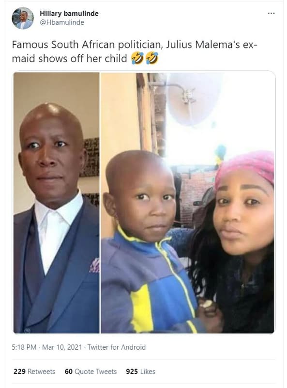 Hillary bamulinde hbamulinde famous south african politician julius malema's ex