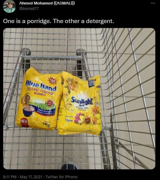 Ahmed mohamed asmali asmali77 one is a porridge. the other a detergent 9.11 pm m