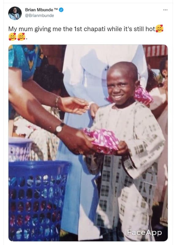 Brian mbunde brianmbunde my mum giving me the ist chapati while it's still hot f