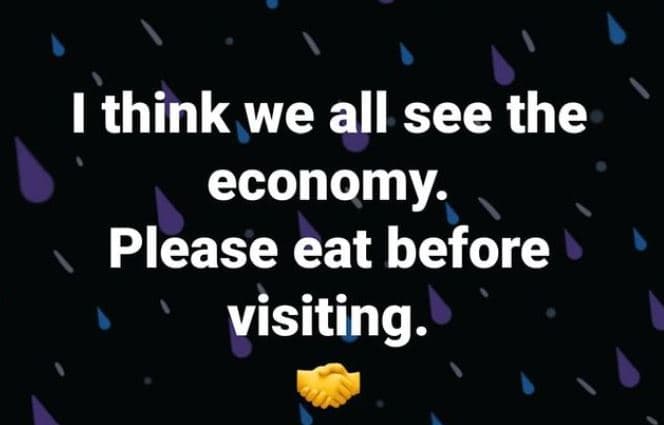 1 think we all see the economy. please eat before visiting.