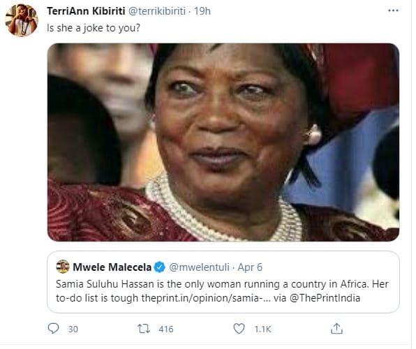 Terriann kibiriti terrikibiriti 19h is she a joke to you? mwele malecela mwelent