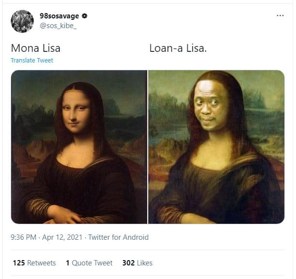 98sosavage sos kibe mona lisa translate tweet loana lisa. 9.36 pm apr 12, twitte
