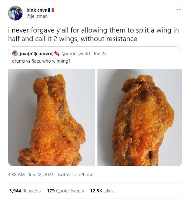 Blnk cnvs jellzman never forgave y'all for allowing them to split a wing in half