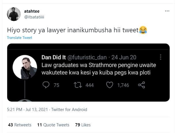 Atahtee itsatatiiii hiyo story ya lawyer inanikumbusha hii tweet translate tweet