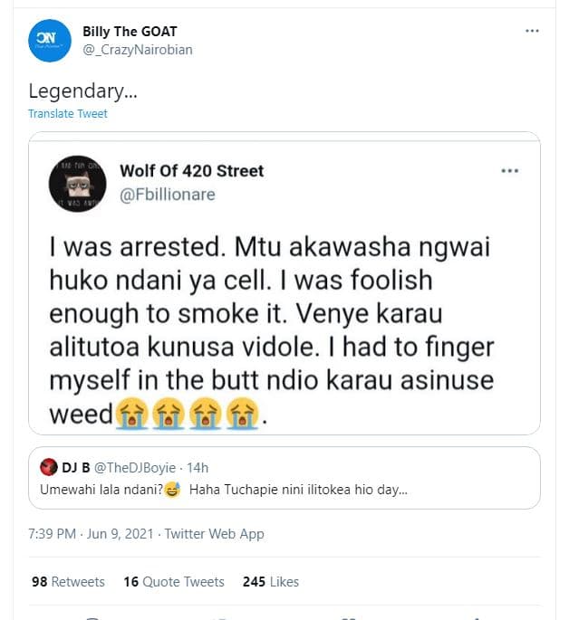 Billy the goat crazynairobian legendary. translate tweet wolf of 420 street fbil