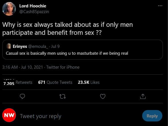 Lord hoochie cashbspazzin why is sex always talked about as if only men particip