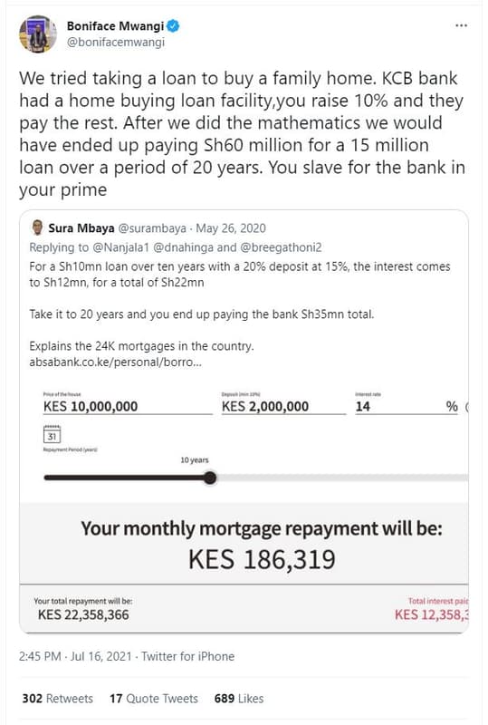 Boniface mwangi bonitacemwangı we tried taking a loan to buy a family home. kcb