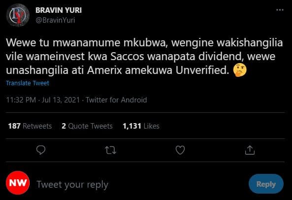 Bravin yuri bravinyuri wewe tu mwanamume mkubwa wengine wakishangilia vile wamei