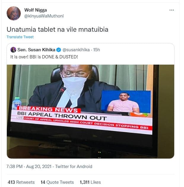 Wolf nigga kinyuawamuthoni unatumia tablet na vile mnatuibia translate tweet sen