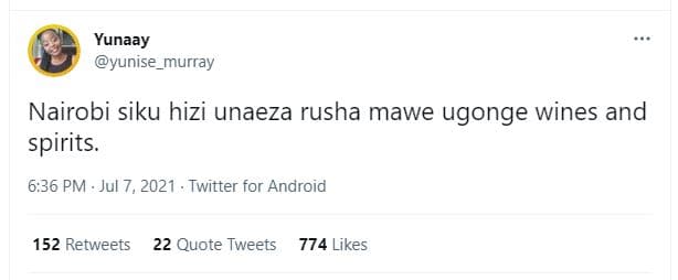 Yunaay yunise_murray nairobi siku hizi unaeza rusha mawe ugonge wines and spirit