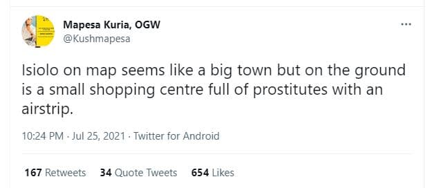 Mapesa kuria, ogw kushmapesa isiolo on map seems like a big town but on the grou