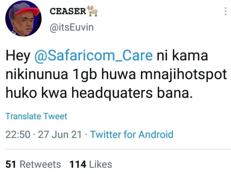 Ceaser itseuvin hey safaricom_care ni kama nikinunua 1gb huwa mnajihotspot huko