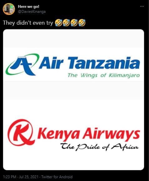 Here we go! davieskinanga they didn't even try air tanzania the wings of kiliman