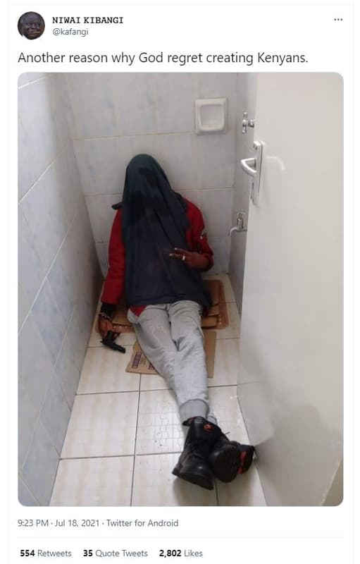 Niwai kibangi kafangi another reason why god regret creating kenyans. 9.23 pm .