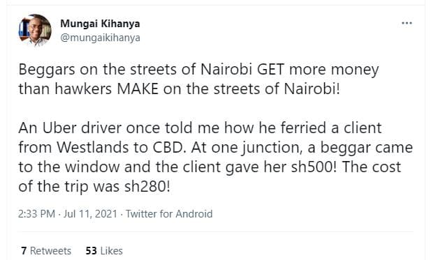Mungai kihanya mungaikihanya beggars on the streets of nairobi get more money th