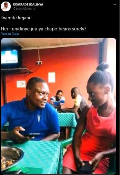 Komrade idalinya olayboi_marto twende kejani her unidinye juu ya chapo beans sur