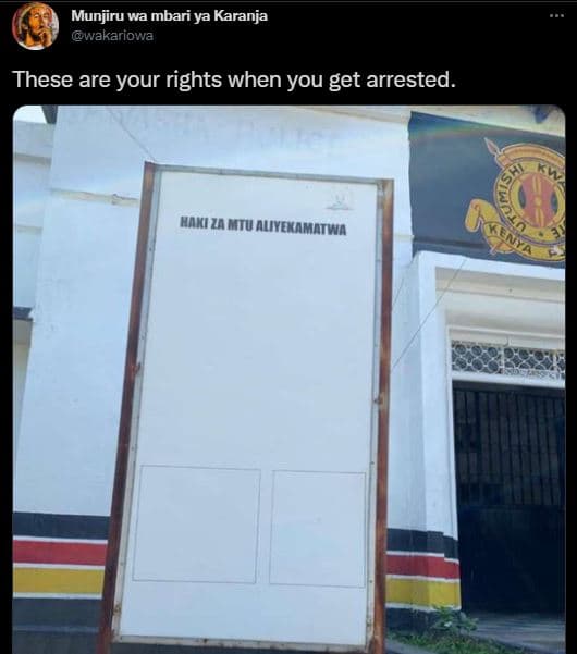 Munjiru wa mbari ya karanja wakariowa these are your rights when you get arreste